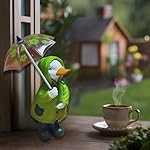 Duck Statue for Holding Umbrella Home Decor Resin Sculptured Hand Painted Figurine Creative Craft Cute Decoration Gift for Kids Womens Decorative Garden Yard Room - Image 3