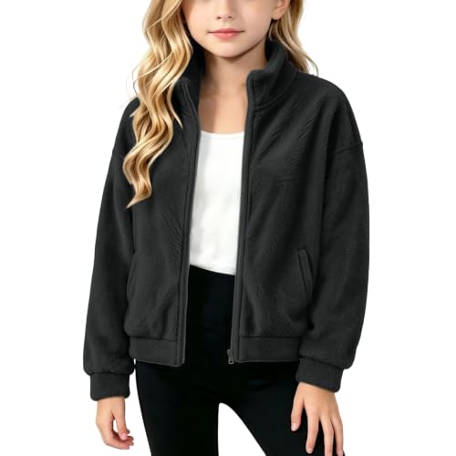 Hvyesh Girls Fleece Jacket Stand Collar Zip Up Girls Fleece Jackets - image 2