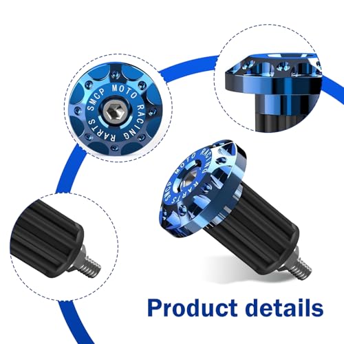 Image of 2 PCS Motorcycle Bar End Plug, Aluminum Alloy Handlebar Grip End Caps for Electric Car Scooters, Off-Road Motorcycles (Blue)