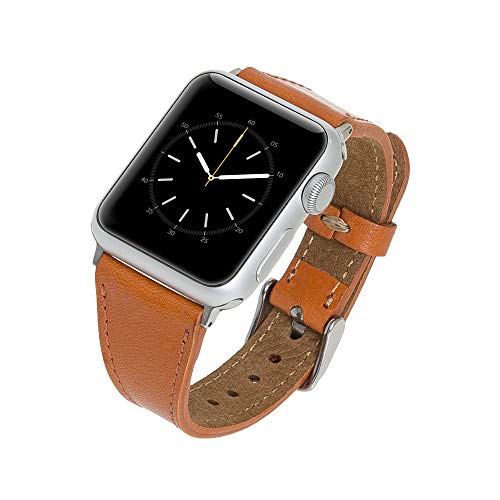 Creative Product Venito Messina Leather Slim Watch Band Compatible with Apple Watch 42mm 44mm 45mm - iwatch Series 1 2 3 4 5 6 7 SE (Pumpkin w/Silver Connector&Clasp) Creative Product Venito Messina Leather Slim Watch Band Compatible with Apple Watch 42mm 44mm 45mm - iwatch Series 1 2 3 4 5 6 7 SE (Pumpkin w/Silver Connector&Clasp)