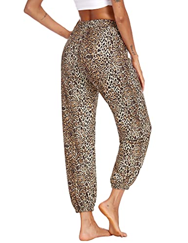 Maxmoda Women's Jogger Sleep Pants Drawstring Lounge Sweatpants Loose Cotton Pj Bottoms With Pockets Leopard #TOP3