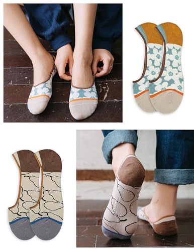No Show Socks Womens Cute Design Comfortable Stylish Non Slip Cotton Size 5-8/8-11 6-Pairs3