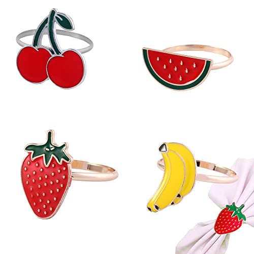 4 Pièces Décoration Boucle Serviette, Ronds Serviette Métal, Ronds Serviette Fruit, pour Maison, Restaurant, Café, Bureau, Fête, Festival