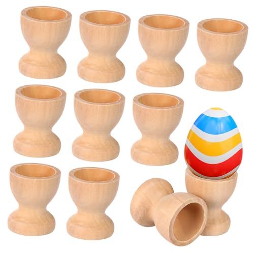 KICHOUSE 15Pcs Wooden Egg Holder Egg Tray Wine Glass Shaped Egg Stands for Tabletop Egg Container Wood Storage Holders for Creative Crafts and Decorations