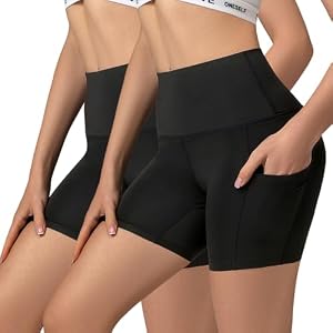 2 Packs Yoga Shorts for Women with Pockets, Spandex 5″ Biker Shorts Workout Running Gym Cycling Volleyball