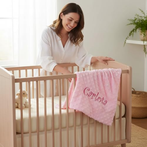 Miniatura 6 de Various Manta De Bebes 0.80 X 1.10 M Manta Para Recién Nacidos Personalizado Con Su Nombre Bordado, Mantitas Para Bebes Suave Y Confortable Cálida Niños Regalos Padres Primerizos Rosa