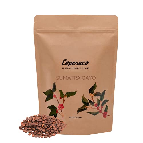 coffee beans indonesia - Coperaco, Sumatra Gayo, Whole Bean Coffee, Dark Roast, Fresh Roast, Low Acid, Gourmet, Artisanal, Indonesia, Aromatic bold flavor with Deep Aroma, 100% Arabica Coffee, Smooth and Rich