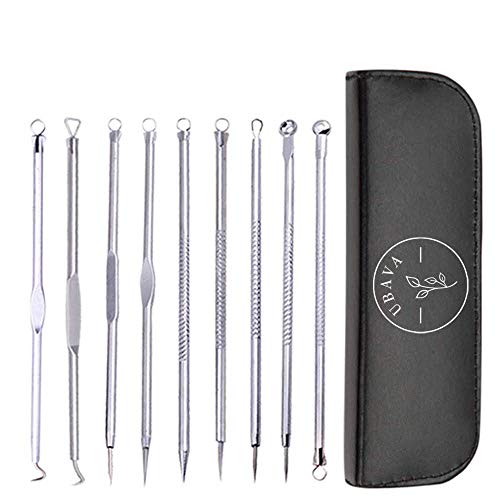 Ubava 9 PCS Blackhead Remover Pimple Comedone Extractor Tool Best Acne Removal Kit, Treatment for Blemish, Whitehead Popping, Zit Removing