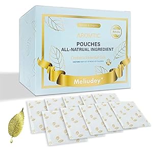 14 Packs Lemongrass& Peppermint Sachets for Drawers and Closets, All-Natural Ingredients Home Fragrance Sachet, Lasting Deterrence, Scented Sachets with Golden Leaf Bookmark for Lover
