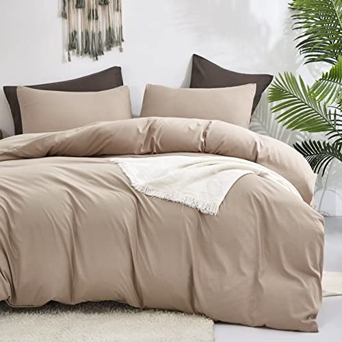 Houseri Taupe Comforter Set Queen Light Brown Bedding Queen Size Tan Comforter Set Light Khaki Comforter Sets For Men Women Teens Beige Brown Bedding Comforter Soft Blanket Queen Neutral Comforter Set #TOP1