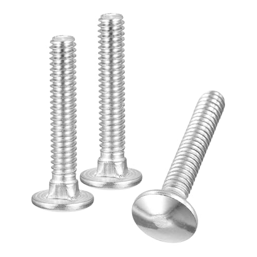Image of uxcell 1 /4-20x1-1 /2 Carriage Bolt, 10pcs Round Head Square Neck Screws, 304 Stainless Steel, Fully Threaded, Silver