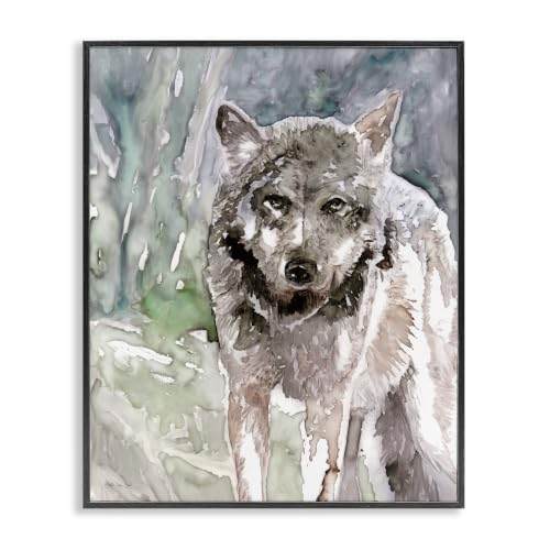 Woodlands Coyote Watercolor Wildlife, 16 x 20 Inch Framed Giclée Print
