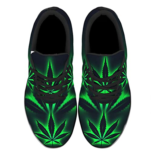 Sonzj-II Mens Womens Marijuana Leaf Shoes,Personalited Weed Running Sneakers Cannabis 420 Walking Tennis Shoes2
