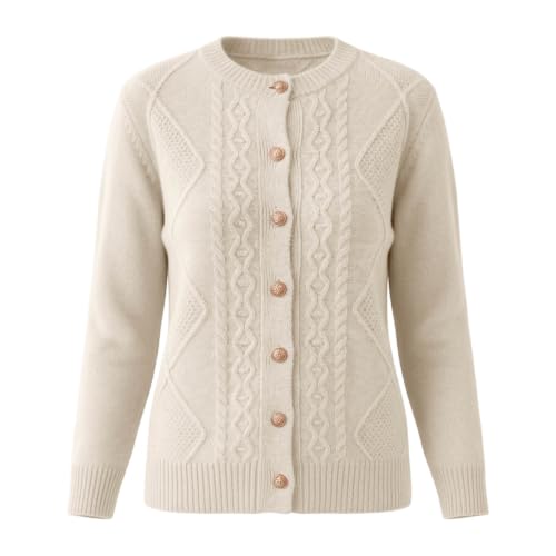 JiXiang Womens Sweaters for Fall Button Cable Knit Cardigan Long Sleeve Open Front Cropped Jacket Business Dressy Outerwear - image 4