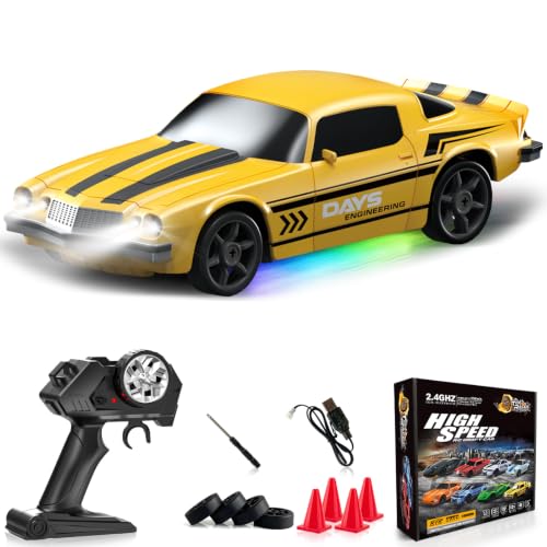 Image of Remote Control Car RC Drift Car 2.4GHz 1:24 4WD 15KM /H High Speed Racing Sport Car with LED Lights Drifting Tire Racing Sport Toy for Adults Boys Girls Kids Gift