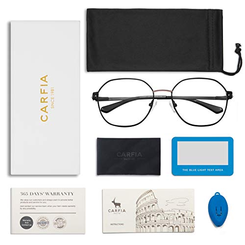 Image of CARFIA Nerd Costume Glasses for Halloween Cosplay Non-Prescription Clear Lens Prop Women Blue Light Blocking Glasses