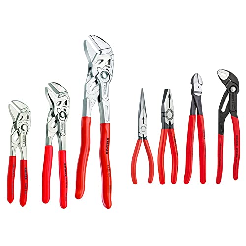 KNIPEX Tools Pliers Wrench Set (3 Pieces) and Cobra Combination Cutter and Needle Nose Pliers Set (4 Pieces)