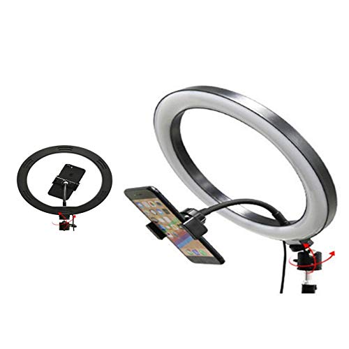 Ringlicht mit Handyständer für Live-Stream-Make-up, 3-Licht-Modus, 10-stufige LED-Schreibtischlampe, Make-up, Kamera, Selfie,12in
