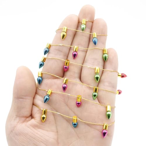 Guirlande Lumineuse Miniature, 100 cm Mini Guirlande Lumineuse Accessoires Maison de Poupee, Miniature Lumières de Noël Fausse Lampe Multicolore pour...