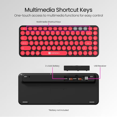 Portronics Bubble 2.0 Wireless Keyboard with Bluetooth + 2.4 GHz Receiver, Connect 3 Devices, Compact TKL Size, 10m Working Range, Function... - Image 6