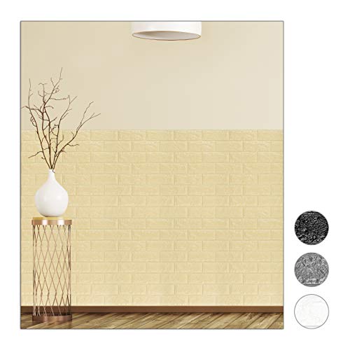 Relaxdays Wandpaneele selbstklebend, 5er Set, dekorative Steinoptik, 3D Paneele, weicher PE-Schaumstoff, 78x70cm, sand