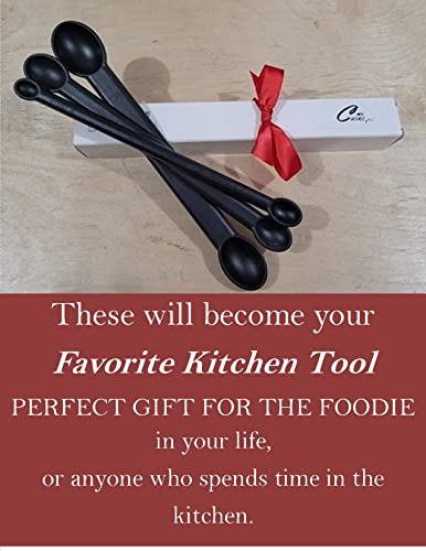 6 Piece Measuring Spoons Set. Long Handled, Double Sided Measuring Spoons, For Baking Professionals And Home Cooking. Standard Teaspoon And Tablespoon Measurements. #TOP6