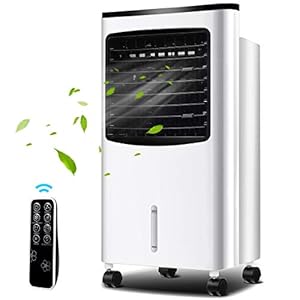 GOPLUS Mobiele airconditioning, airconditioning op wielen, als ventilator, luchtkoeler, luchtbevochtiging, luchtreiniger, met afstandsbediening, 3 snelheden, 8 l capaciteit, incl. 2 koelaccu’s
