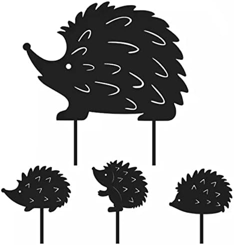 You's Auto Garden Stakes Yard Metal Art Animal Silhouette Statues Black Hedgehog Animal Stakes Decorative Garden Statue Animal Sculpture for Patio Lawn Porch Backyard Home Decor
