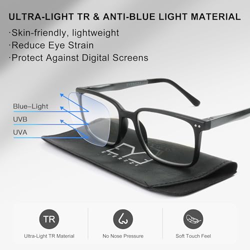 EYEREZI Reading Glasses for Men Square Lightweight TR90 Frame mens Accessories Computer Anti Blue Light Blocking Readers with Spring Hinge,1.5x Black — view 2