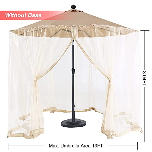 Outdoor Wind 9Ft-11Ft Patio Umbrella Netting With Zipper Door And Weight Bags,Beige #TOP1