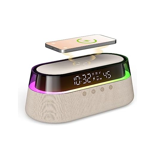 EZVALO 6 in 1 Digital Alarm Clock,Bedside Clock Radio with Fast Wireless Charging 15W, Bluetooth Speaker,Dual Alarm for Heavy Sleepers,FM Radio,12/24H&Snooze,USB Charger,Countdown Timer,RGB Mode