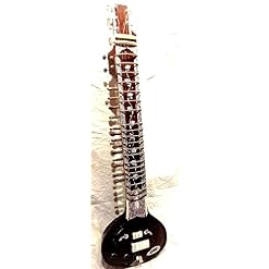 Sitar électrique indien, fabriqué à la main, style Shri Ravi Shankar, en bois de toona, cordes, mizrab et housse inclus - Les Beatles, Paul McCartney, John Lennon, RIngo Starr, George Harrison
