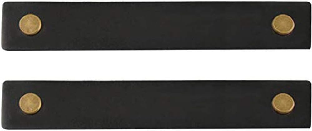 Creation Core 2Pcs Genuine Leather Drawer Pulls Wardrobe Cabinet Knobs with Screw(Gun Black Copper Head/Hole Distance:6.30")