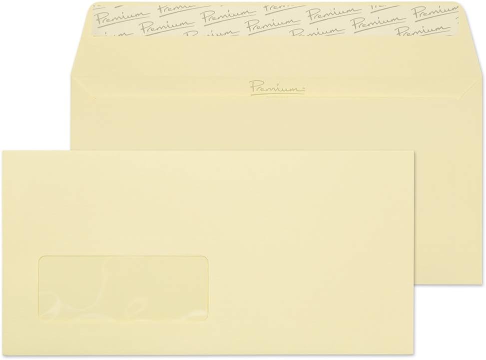 Blake Premium Business DL 110 x 220 mm 120 GSM Peel & Seal Window Wallet Envelopes (51884) Vellum Wove - Pack of 500