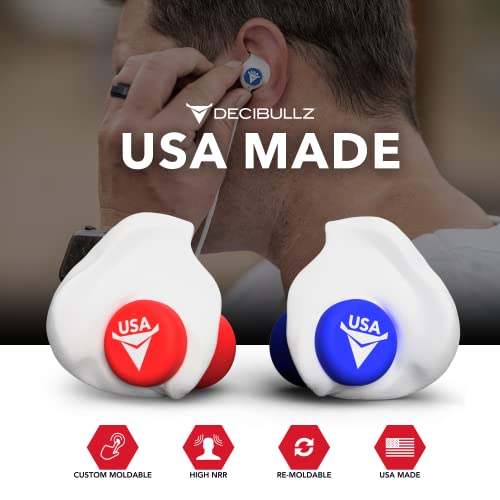 Decibullz - Custom Molded Earplugs Usa Edition, 31Db Highest Nrr, Comfortable Hearing Protection For Shooting, Travel, Swimming, Work And Concerts (Usa) #TOP6