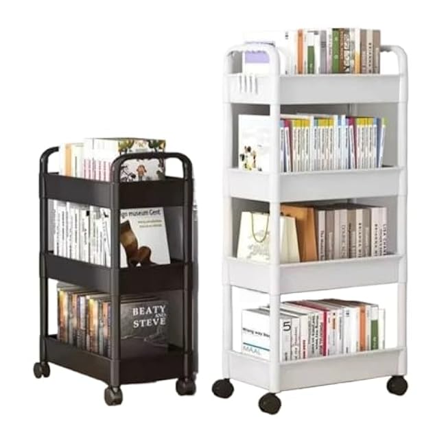 Storage Trolley Kitchen Organizers and Storage Rack Household Cart with Wheels Multifunctional Home Accessories Mobile Rack Trolley Bookshelf(Black 5 Layer)-TdMS6Ew7