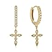 Produktbild Brandlinger ® Atelier Ohrringe mit Kreuz Anhänger aus vergoldetem 925 Sterling Silber für Frauen und Mädchen. Durchmesser der Creole 14mm