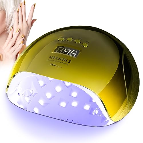 NAILGIRLS UV LED Nail Lamp for Home Salon, Professional 150W Gel Polish Nail Dryer Curing Lamps with 4 Timer Presets,Auto Sensor,Detachable Base,Nail Art Tools for Fingernail and Toenail (Gold)