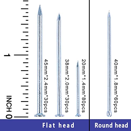 Coceca 200 Pack Hardware Nails for Hanging Pictures, 4 Size Zinc Tiny