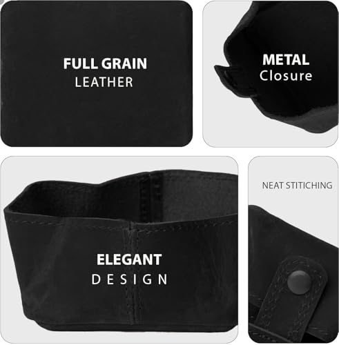 Image of Contacts Handcrafted Leather Coin Pouch - Compact Change Holder & Mini Wallet for Men & Women - Black