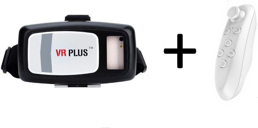 VR Plus - Virtual Reality Headset for iPhone and Android (White Controller Combo)