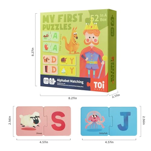 Image of TOI 6 Packs Large Piece Toddler Jigsaw Puzzles for Kids Ages 2-4 - Alphabet