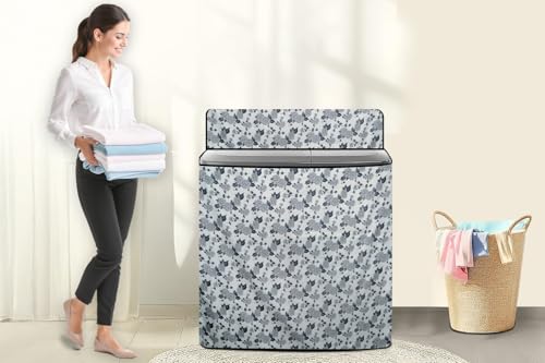 Image of The Furnishing Tree Semi-Automatic Top Load Washing Machine Cover | Waterproof & Dustproof | Easy to Clean | Durable & Washable, Classic Floral Bouquet Print Polyester (53.5x89x99 CM)
