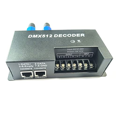 Abibiocy Controlador LED del decodificador DMX DMX512 DIMMER RGBW LED Light Decoder 4 Canal Black RGB Strip Light