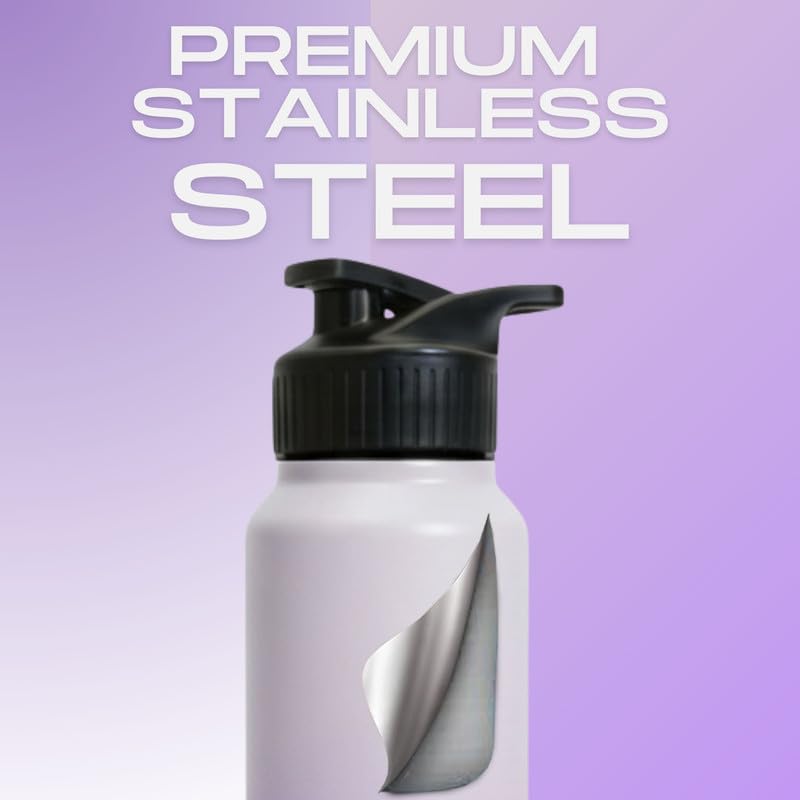 Image of Speedex Customised Stainless Steel Water Bottle 1 Ltr with Name - Personalised Engraved Sipper Cap Bottle for Kids, Men & Women, School, Gym, Office Dual Purple, Set of 1