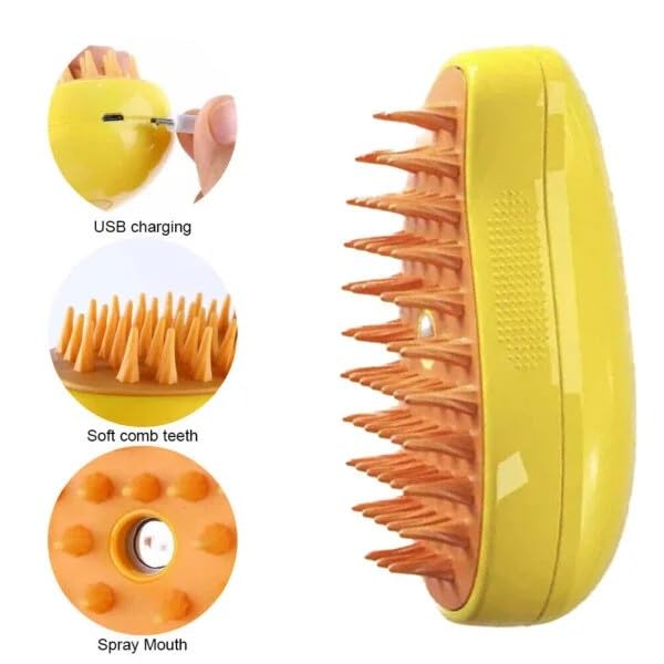 Steam Brush for Dog & Cat | Steam Brush 3 in 1 Water Brush | Silicone Massage Dog Comb Electric Multifunctional Water Brush Spa for Dogs USB Rechargeable Steamy Brush for Pet (brush) 1