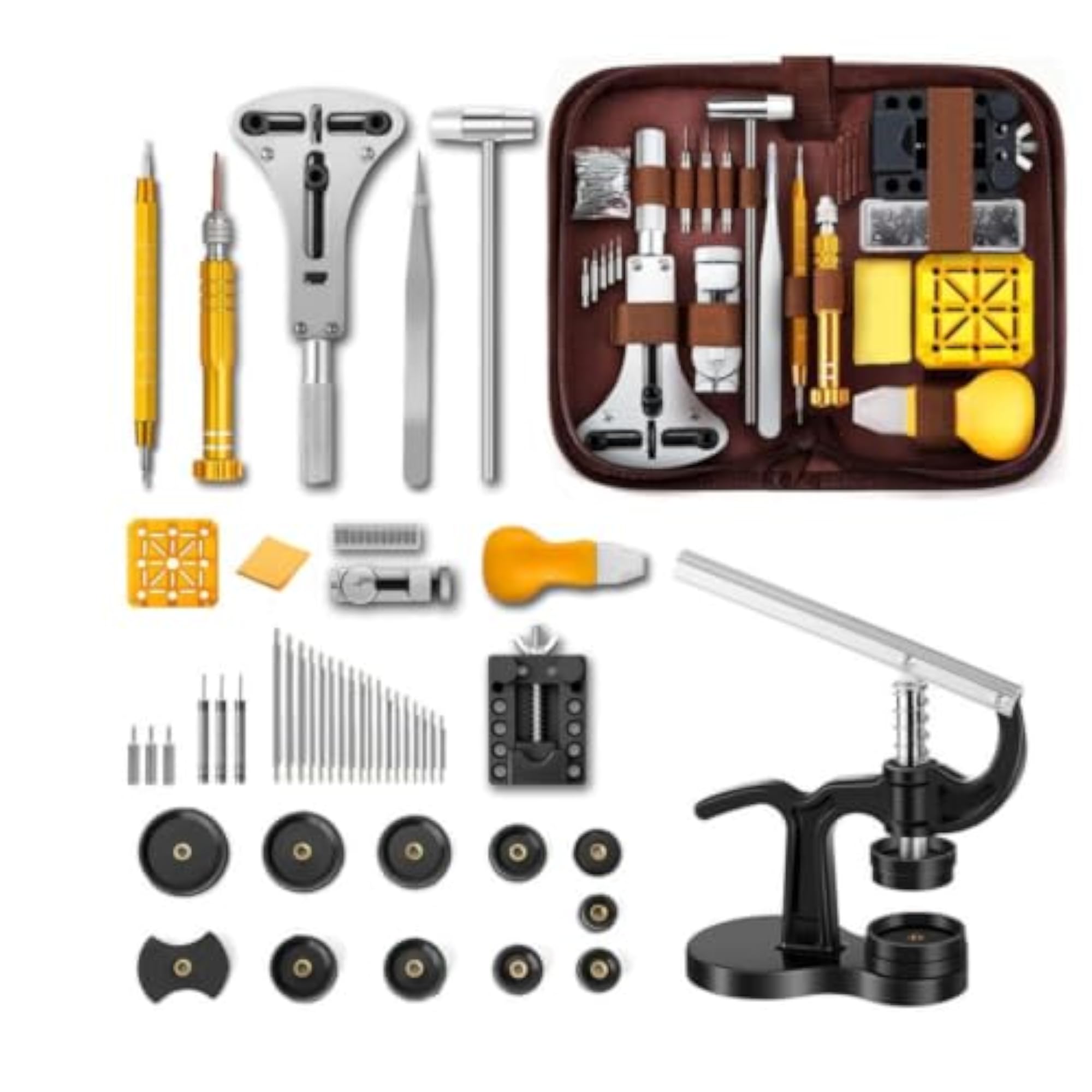 Desktop Watch Repair Kit with Vertical Pressure Watch Case Press