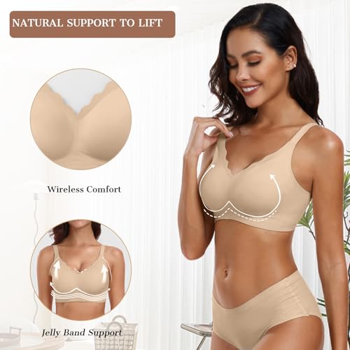 Image of OEAK Womens Wireless Jelly Bras Push Up Bralette Full Coverage No Underwire Bra Comfortable Everyday Seamless Tshirt Bras