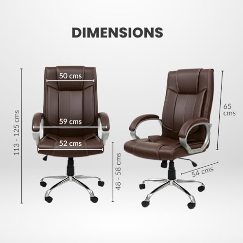 Image of activa Ergonomic Office Chair | Premium Leatherette Boss Chair with Padded Seat & Backrest | Adjustable Height Seat for Work /Study /Gaming (Kylie, Coffee)
