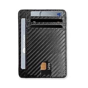 KEYRI Mens Wallet Slim Wallet Minimalist Credit Card Lightweight Card Wallet Holds Up to 8 Cards and Bank Notes Ideal for Travel 1 ID Window Minimalist Small Size (Rhombic, Black)